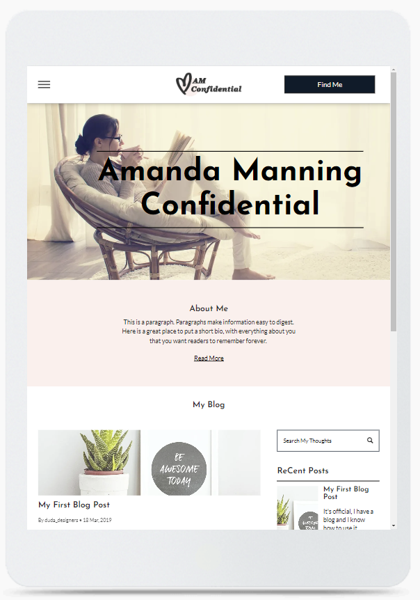A woman is sitting in a chair reading a book on a tablet.
