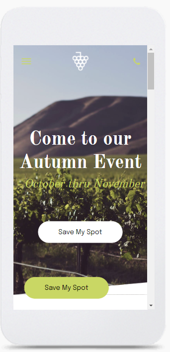 A cell phone with a screen that says come to our autumn event