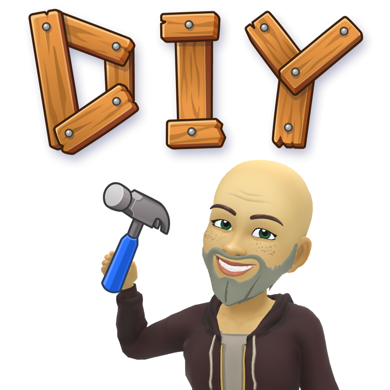 A man is holding a hammer in front of the word diy
