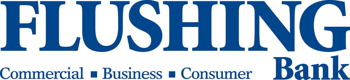 The logo for flushing bank is blue and white