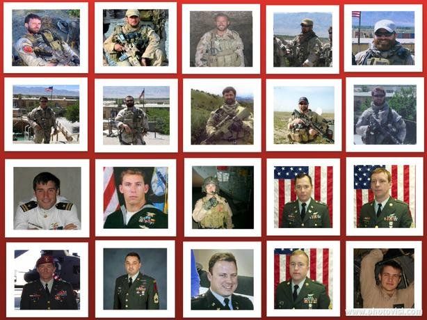 A collage of pictures of soldiers with an american flag in the background