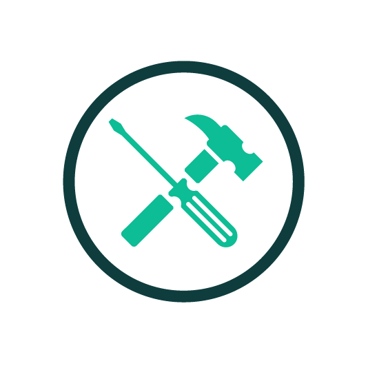 An icon of a hammer and a screwdriver in a circle.