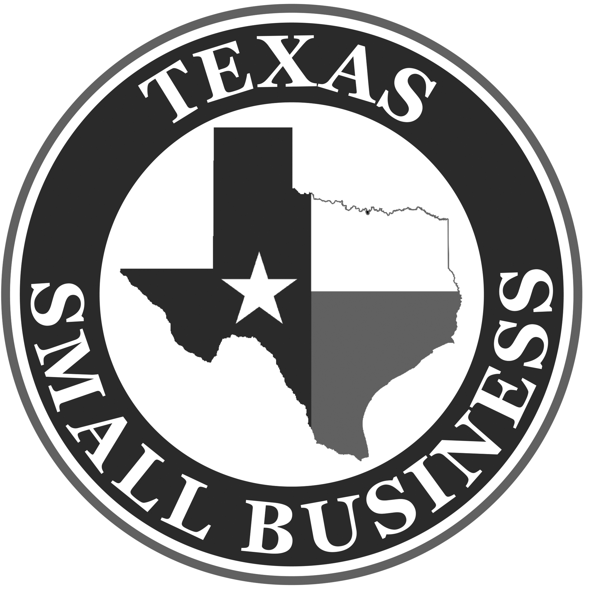 A logo for texas small business with a map of texas