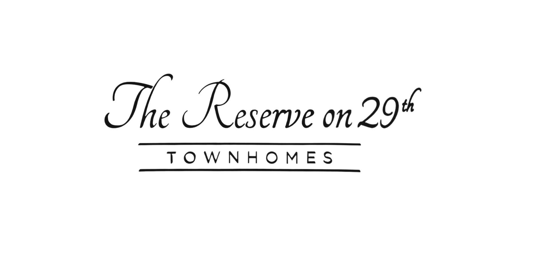 Logo for "The Reserve on 29th Townhomes" in elegant script.