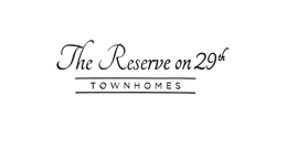 Logo for "The Reserve on 29th Townhomes" in elegant script.