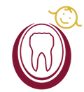 Ein Zahn befindet sich in einem Kreis mit dem Gesicht eines Kindes im Hintergrund.