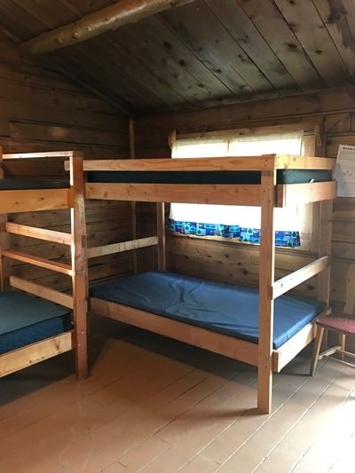 Inside view of bunk beds in cabin