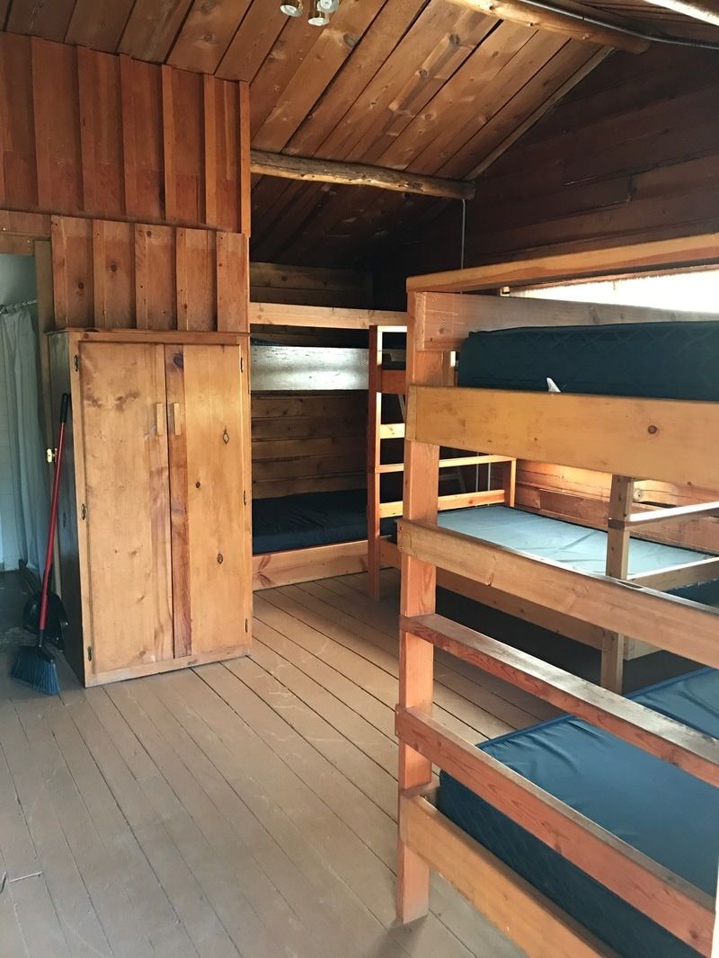 Inside view of bunk beds in cabin