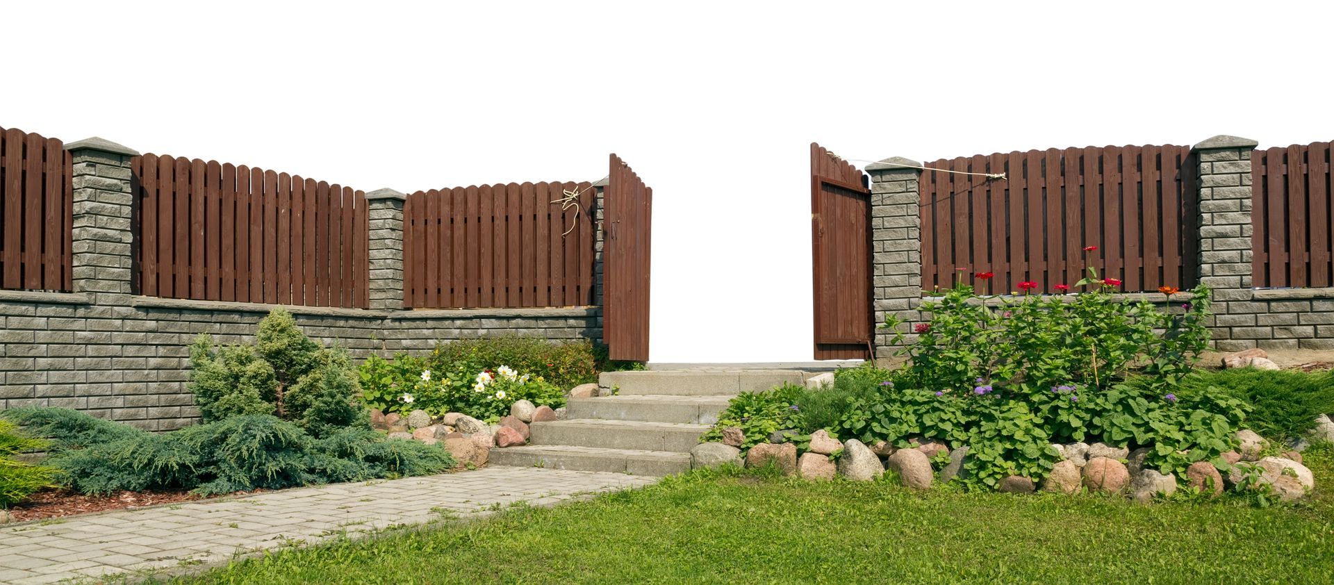 Open wooden gate i