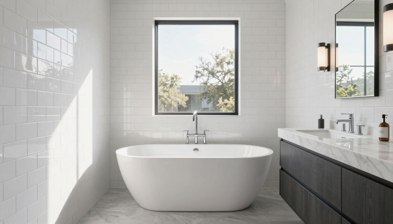 Clean tile and grout lines in a modern home