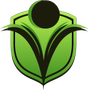 Green shield logo with a black stylized person and leaf design.