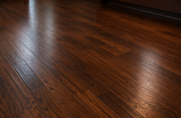 Polished dark hardwood floor with warm brown reflections