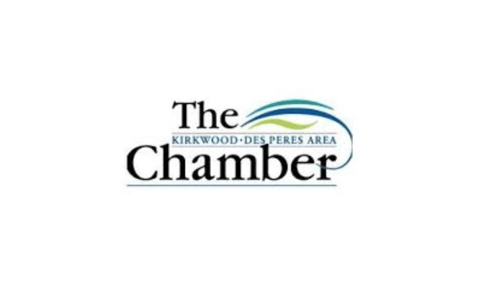 The Kirkwood-Des Peres Area Chamber logo in black and blue on a white background