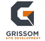 Grissom Site Development logo with dark gray and orange geometric icon and text