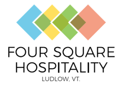 A logo for four square hospitality ludlow vt