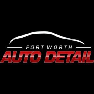 A logo for fort worth auto detail with a black background