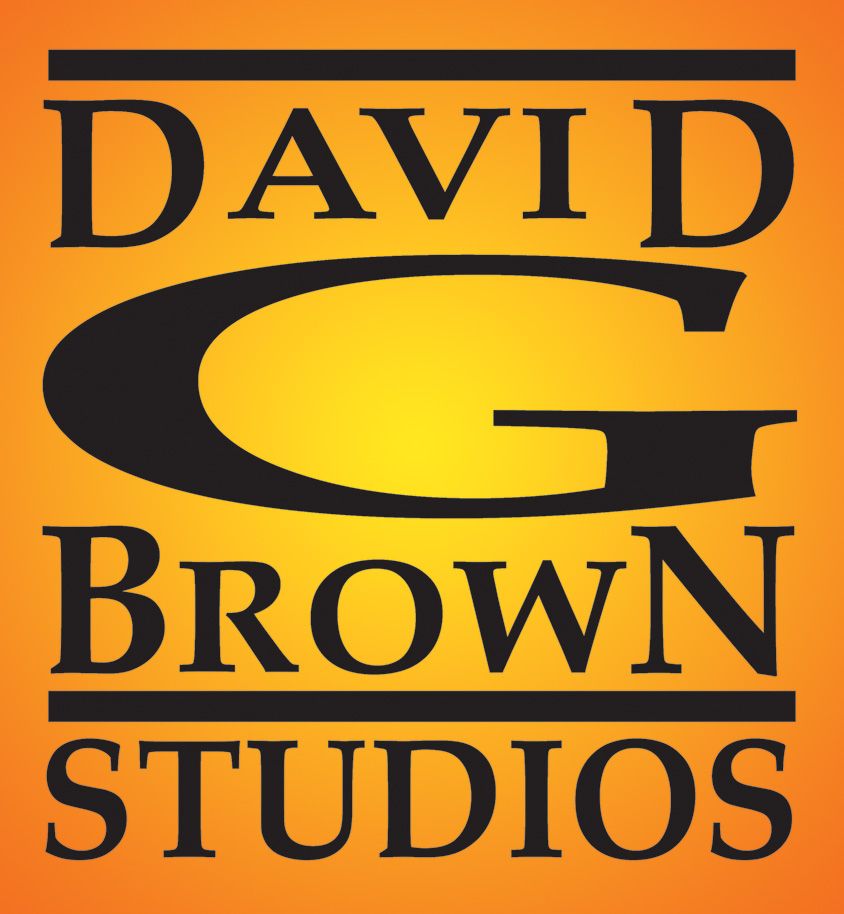 David G. Brown Studios logo on orange gradient background. Black text and stylized āGā shape.