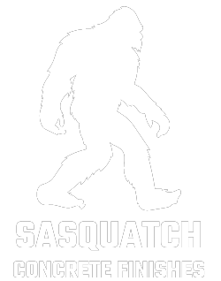 White silhouette of Bigfoot above the text “SASQUATCH CONCRETE FINISHES”