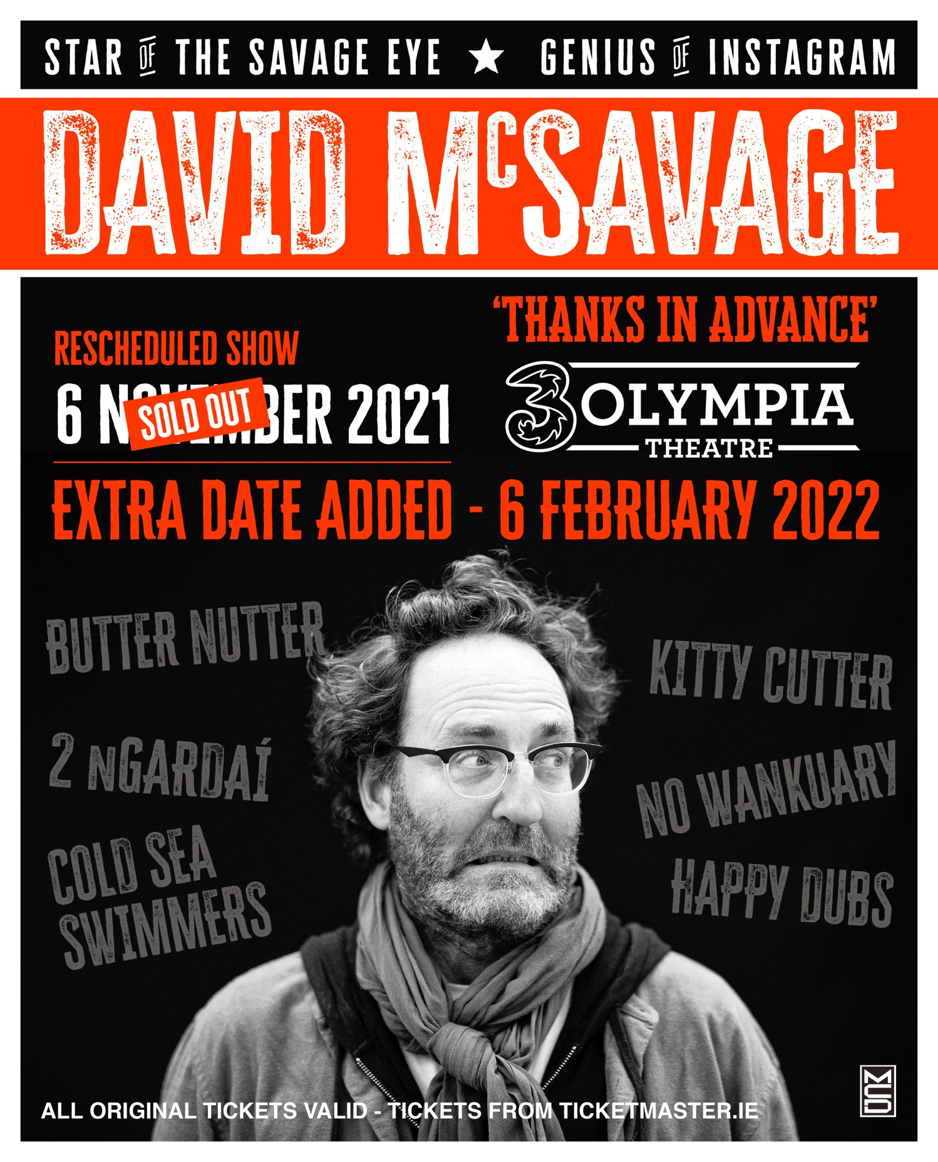 David McSavage New stand-up show Thanks In Advance EXTRA SHOW ADDED