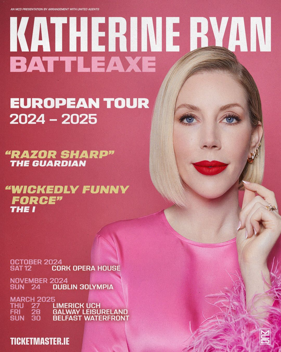 Katherine Ryan brings her new live show Battleaxe to Cork, Dublin, Limerick, Galway and Belfast. Tickets go on sale this Friday at 10.00am from www.ticketmaster.ie and venue box offices. Katherine Ryan brings her new live show Battleaxe to Cork, Dublin, Limerick, Galway and Belfast. Tickets go on sale this Friday at 10.00am from www.ticketmaster.ie and venue box offices.