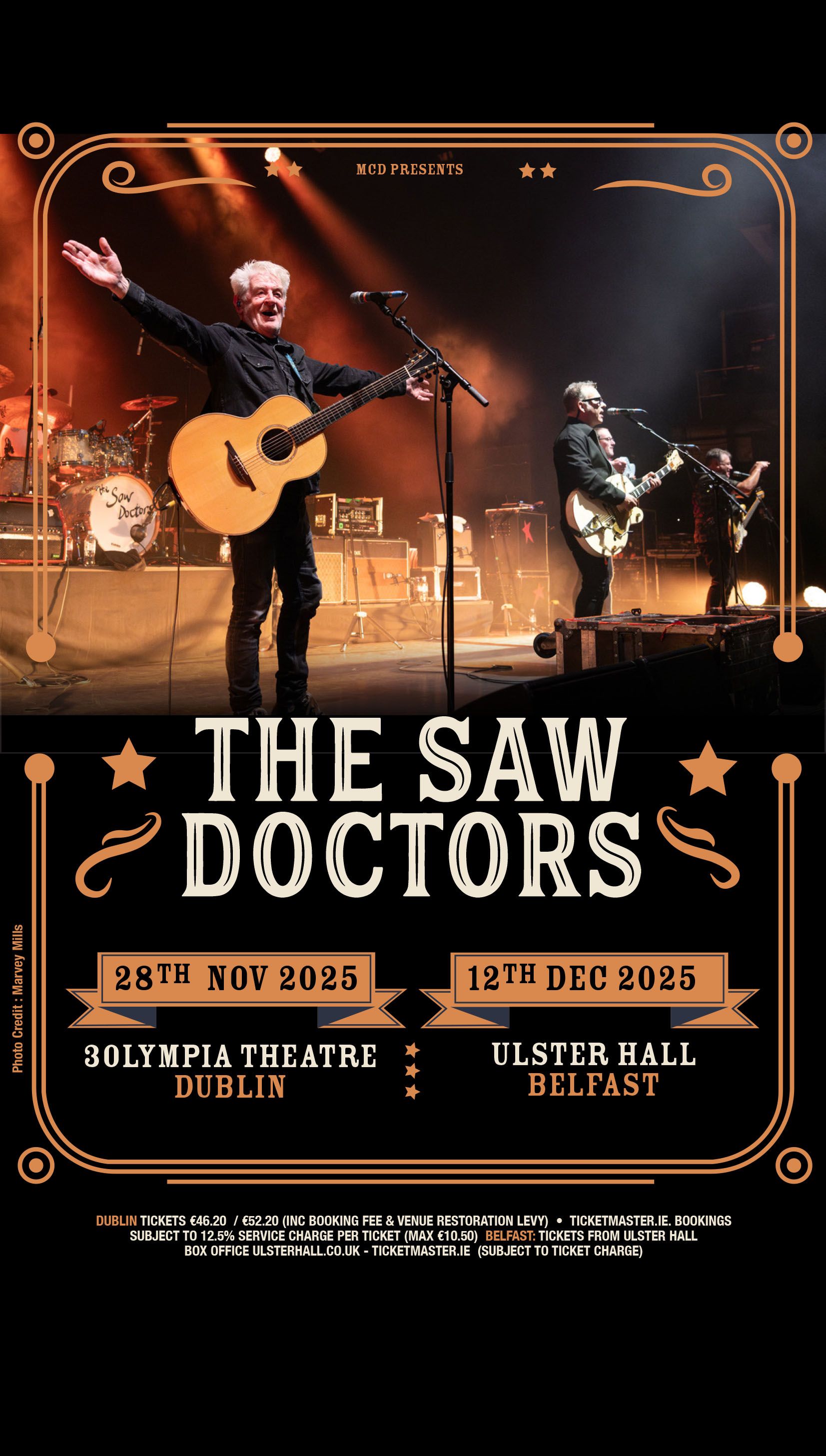 The Saw Doctors announce Dublin and Belfast Shows
3Olympia Dublin - Friday 28th November
Ulster Hall, Belfast - Friday 12th December
Tickets On Sale This Friday
