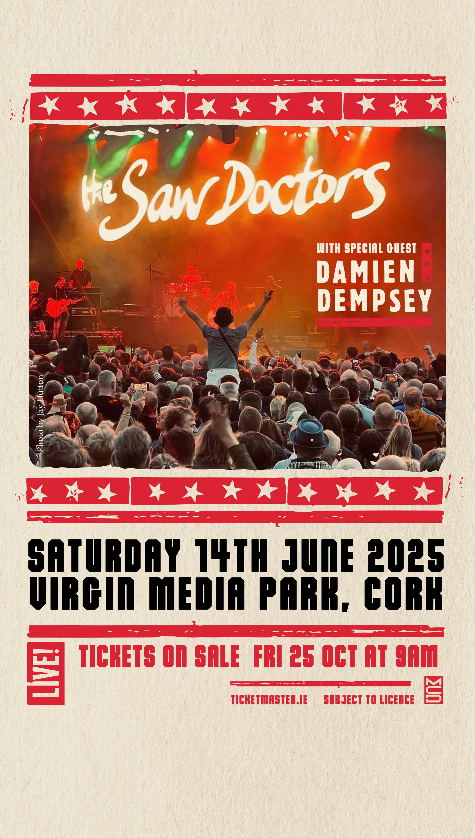 The Saw Doctors Back Together Again For First Cork Concert In 14 Years Virgin Media Park Cork Saturday 14th June Special Guest: Damien Dempsey Tickets On Sale This Friday at 9.00am The Saw Doctors
Back Together Again
For First Cork Concert In 14 Years
Virgin Media Park Cork
Saturday 14th June
Special Guest: Damien Dempsey
Tickets On Sale This Friday at 9.00am