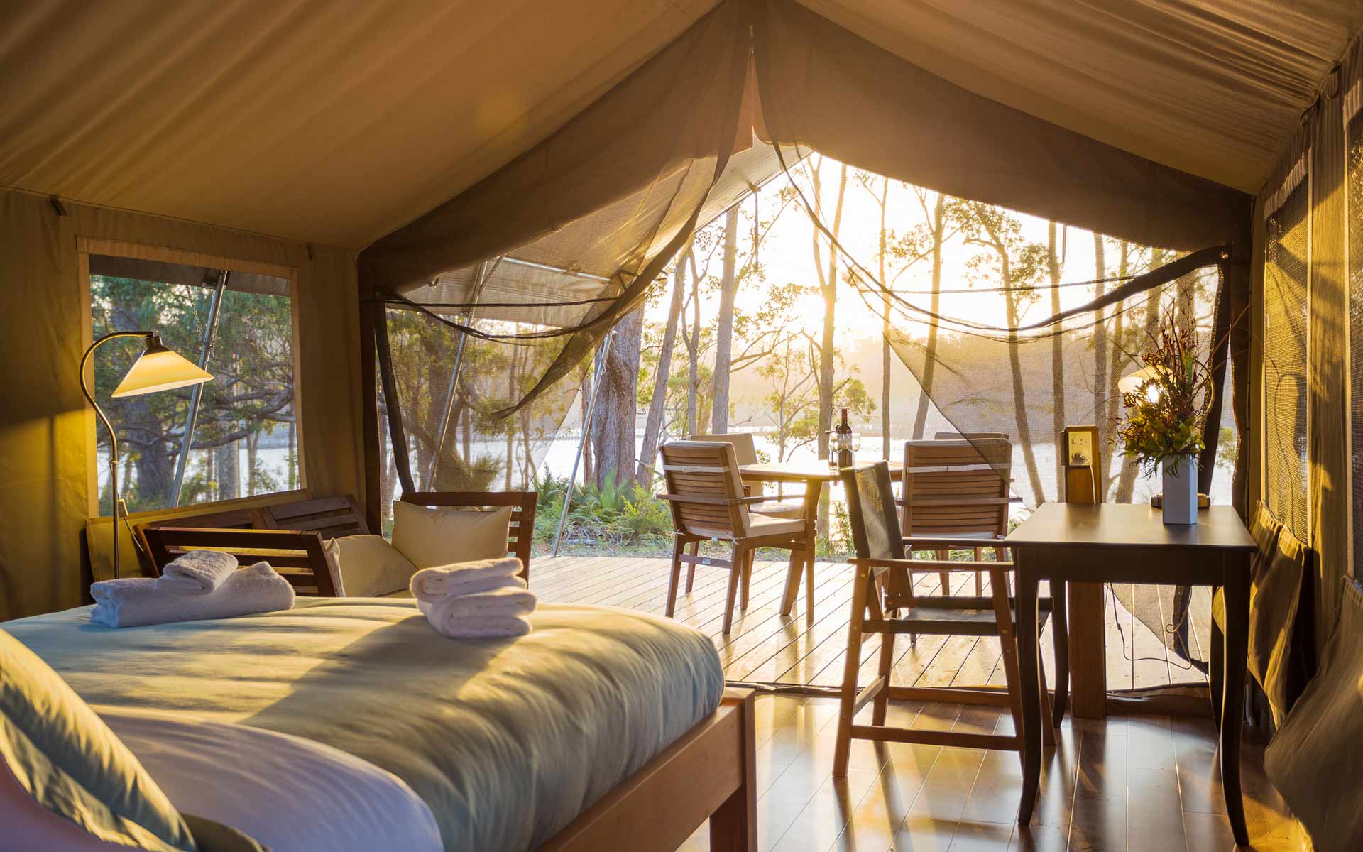 Unique places to stay on the Sapphire Coast, NSW - Tanja Lagoon Camp