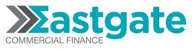 The logo for eastgate commercial finance is blue and gray.