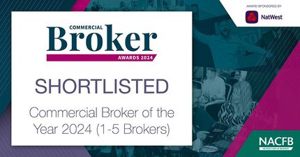 A poster that says broker shortlisted commercial broker of the year 2024