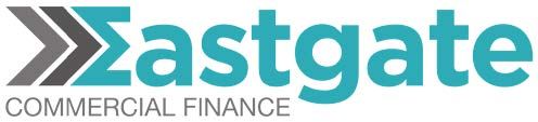 The logo for eastgate commercial finance is blue and gray.