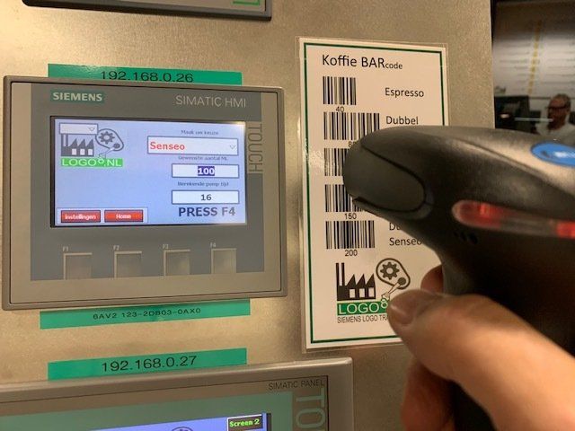 Invoerveld met barcode HMI barcode