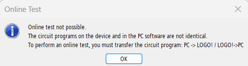 Online test not possible. online test not possible