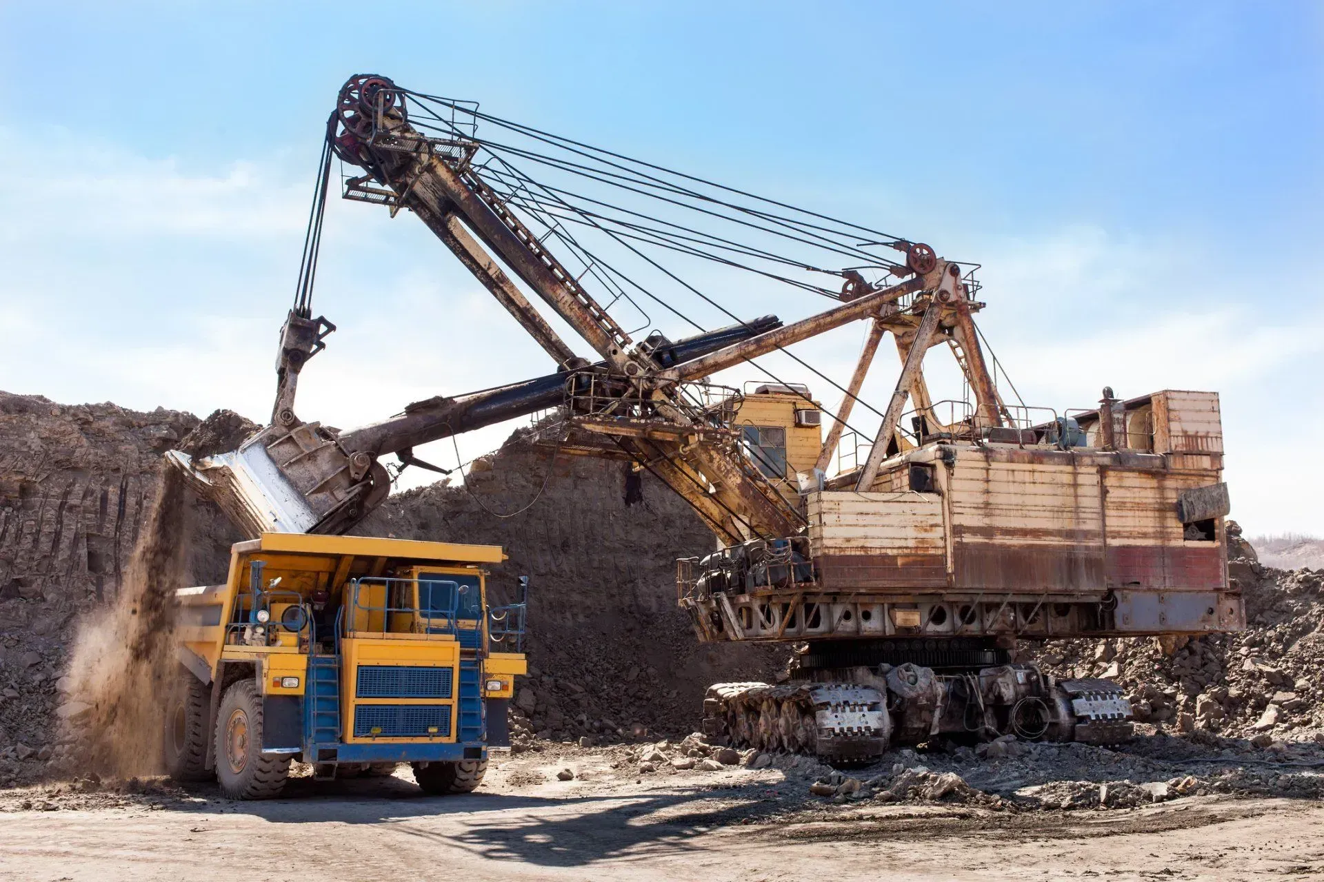 Mining excavator loading truck Mining excavator loading truck