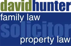 David Hunter family law solicitor property law logo in blue and white — David Hunter Solicitor in Lismore, NSW