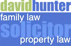 Logo reading “david hunter family law solicitor property law” in blue and green text on a blue background — David Hunter Solicitor in Lismore, NSW