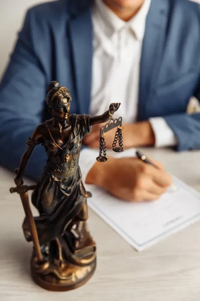 Lady Justice Statue in Foreground — David Hunter Solicitor in Lismore, NSW
