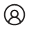 A circular icon featuring a simple outline of a human head and shoulders.