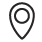 A black outline of a map pin icon with a circular hole in the center.