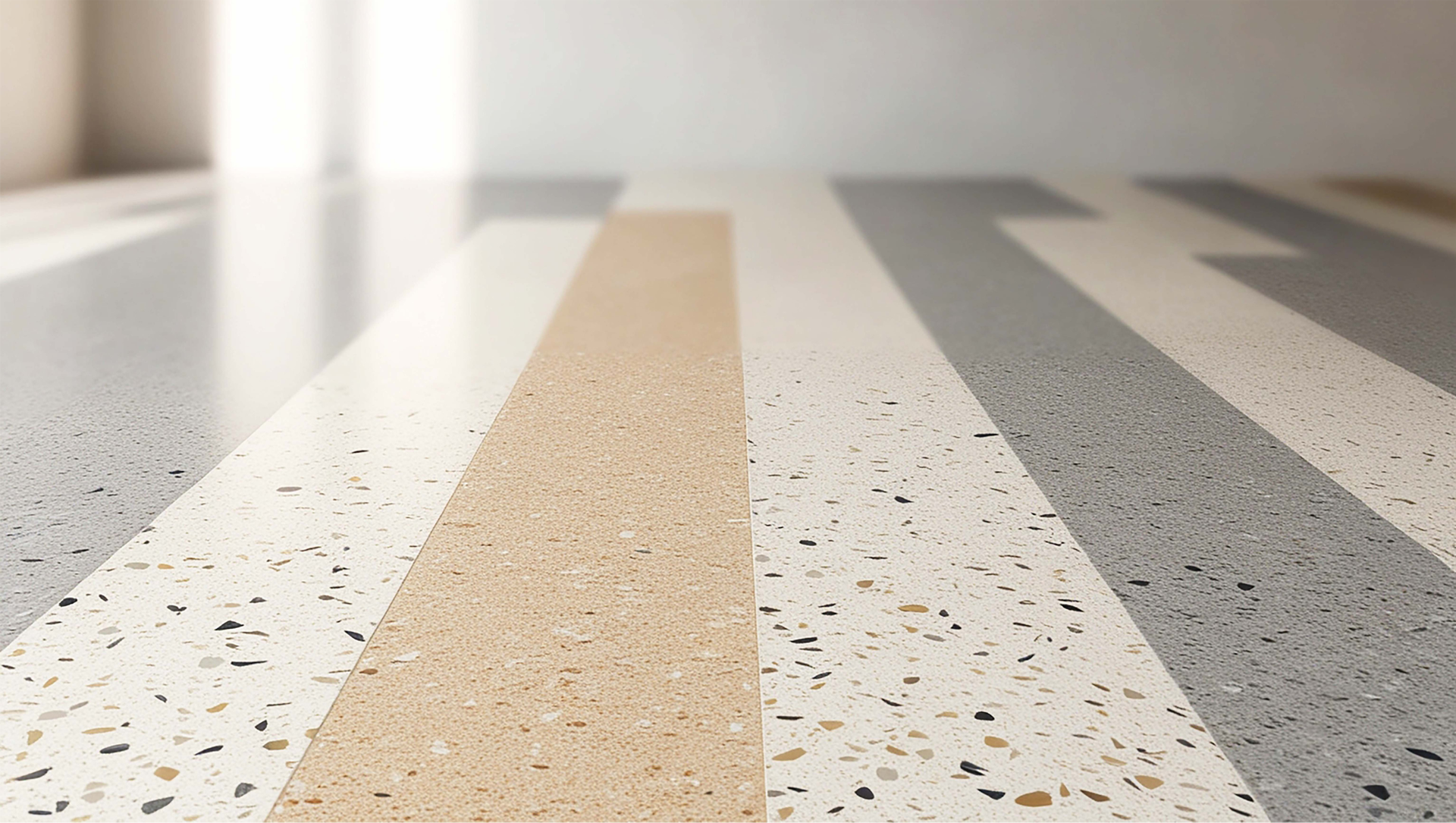 Textured surface with white, beige, and gray vertical stripes in soft light