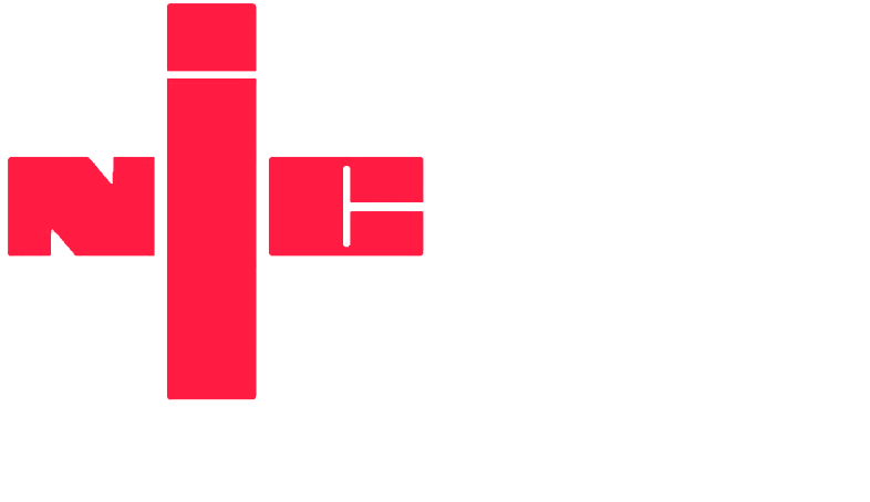 Red logo with the letters 