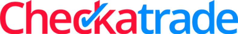 Checkatrade logo. Red and blue text with a blue check mark inside the letter 
