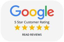 Google 5-star customer rating with five yellow stars and “Read Reviews” text