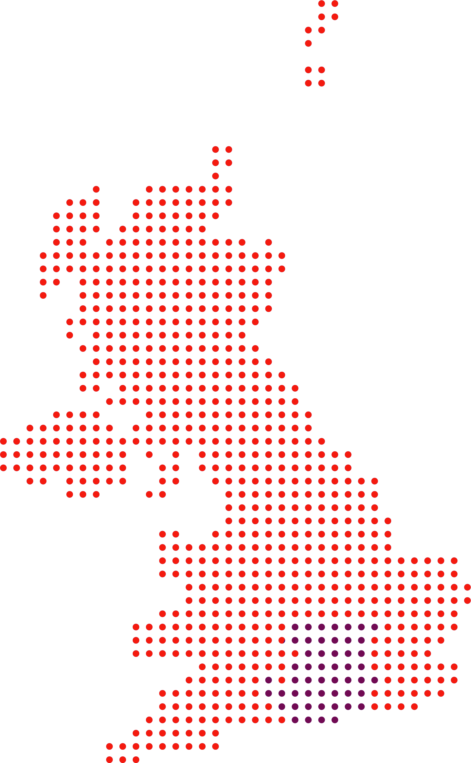 Red square dot pattern in the bottom right corner.