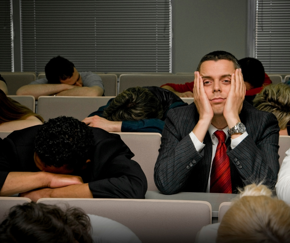 man bored in classroom