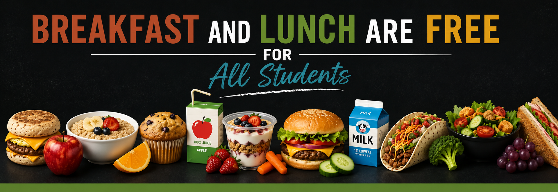 breakfast and lunch are free for all students