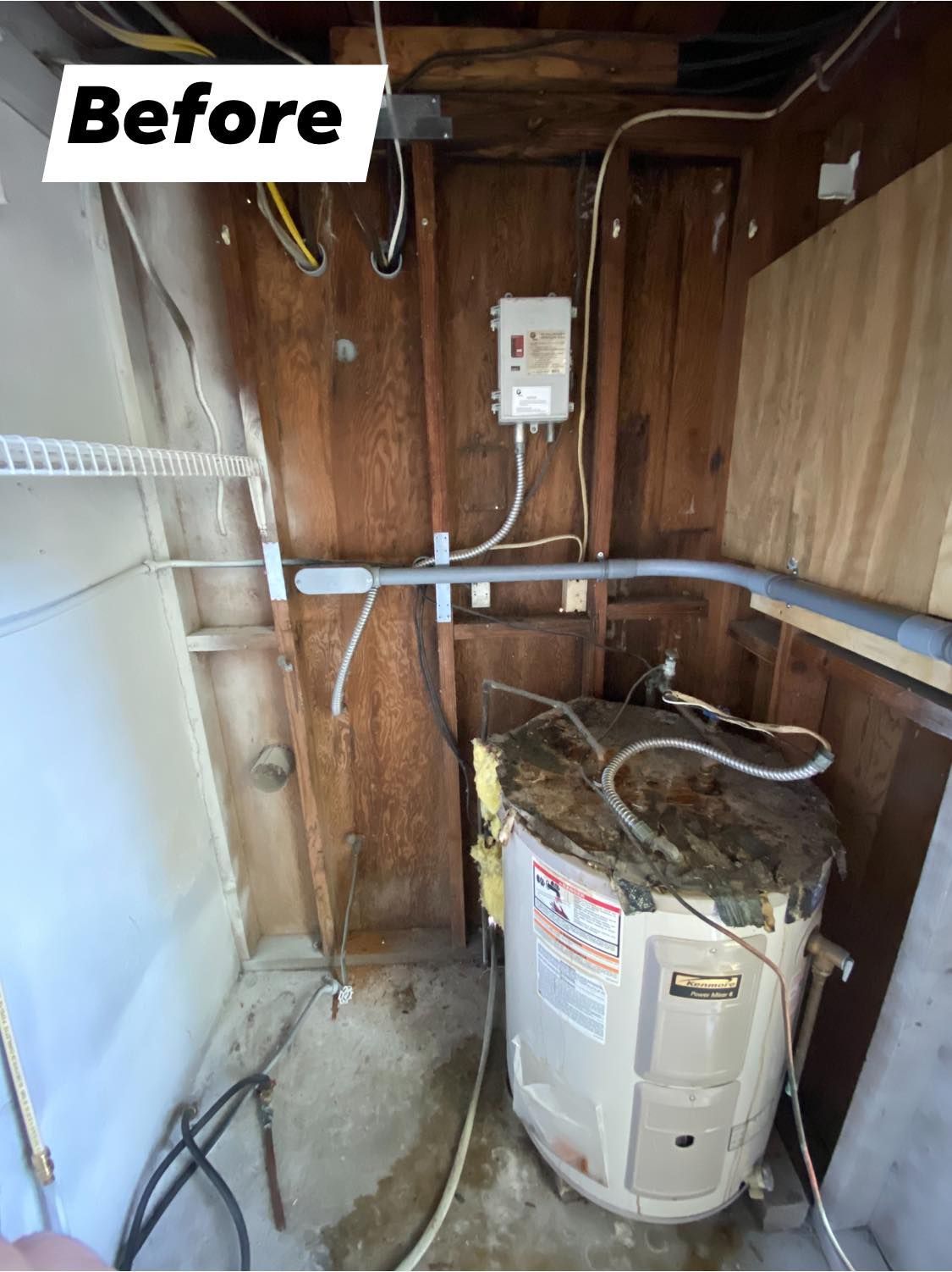 Before image of a Tankless Rheem water heater