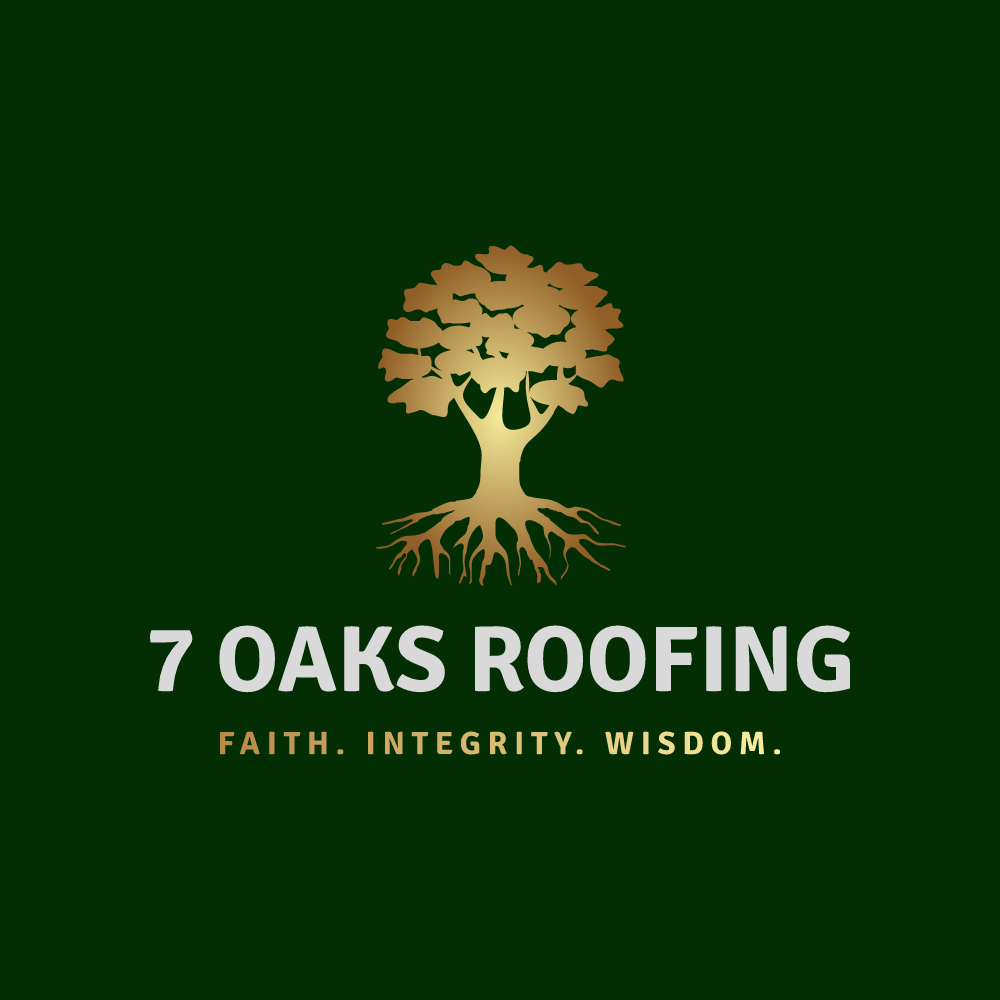 7 Oaks Roofing logo tree design gold and green
