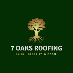 7 Oaks Roofing logo tree design gold and green