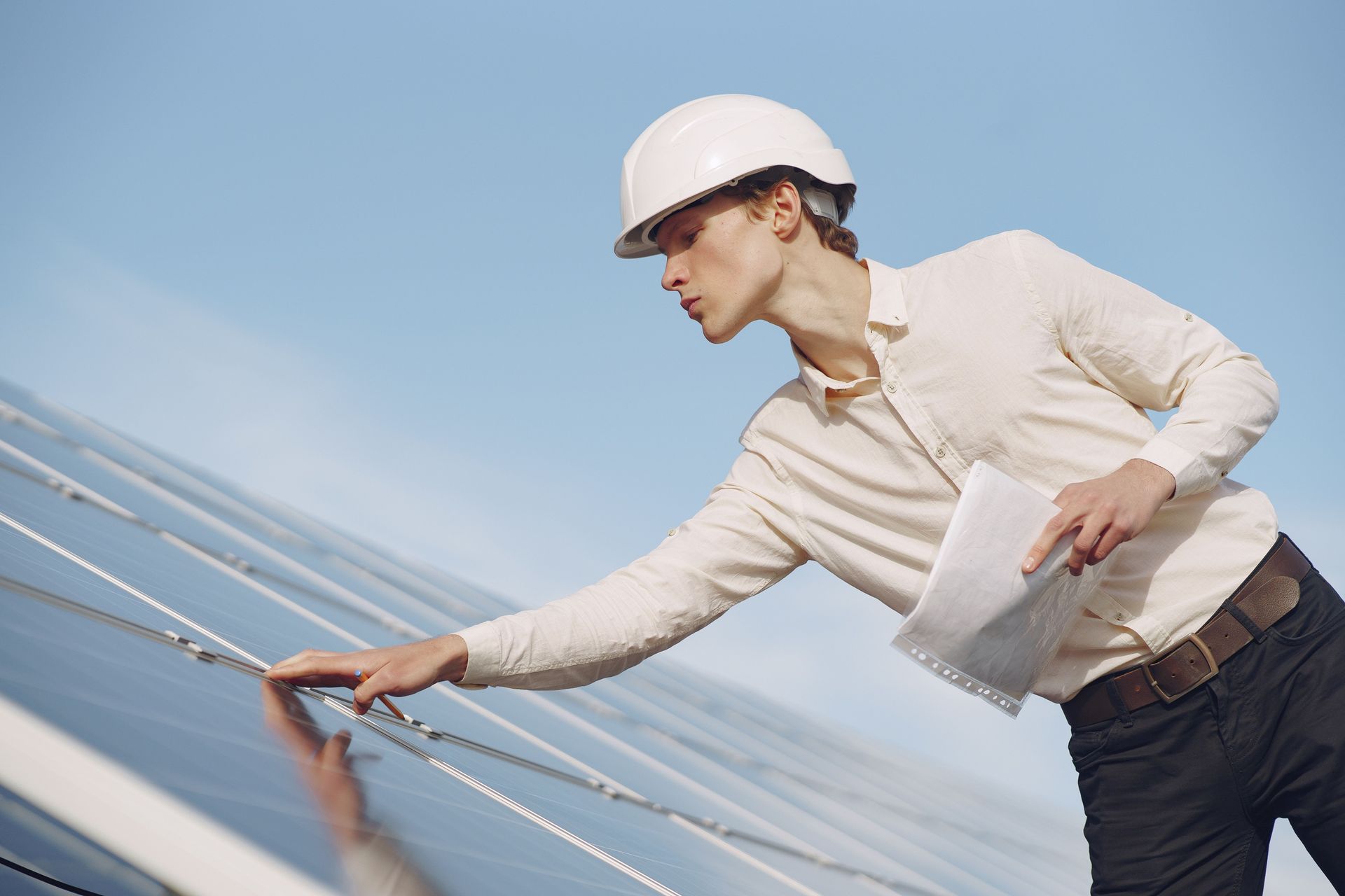 Roof Inspector Analyzing Surface