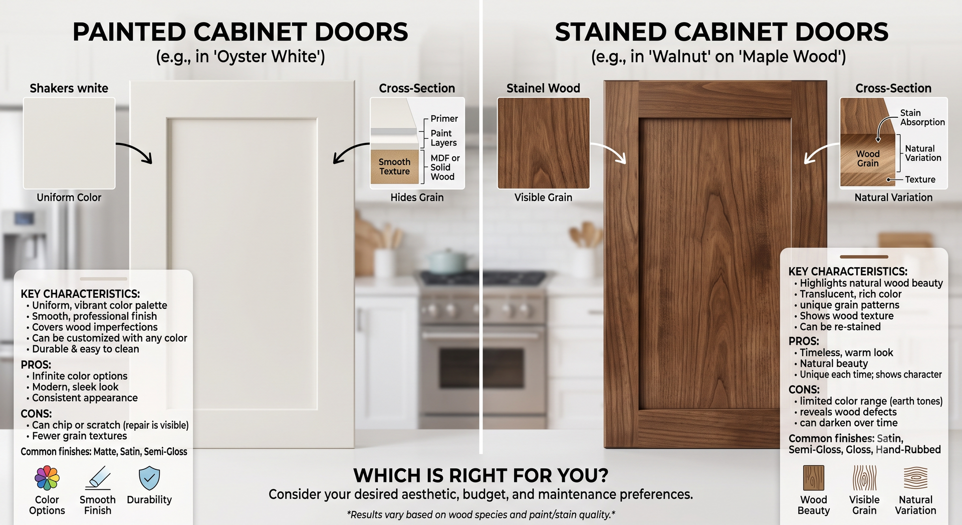 cabinet painting vs cabinet staining comparison